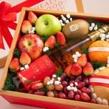  Hộp Quà Trái Cây Các Loại Và Rượu Mơ Nhật Bản Tone Đỏ Tinh Tế 