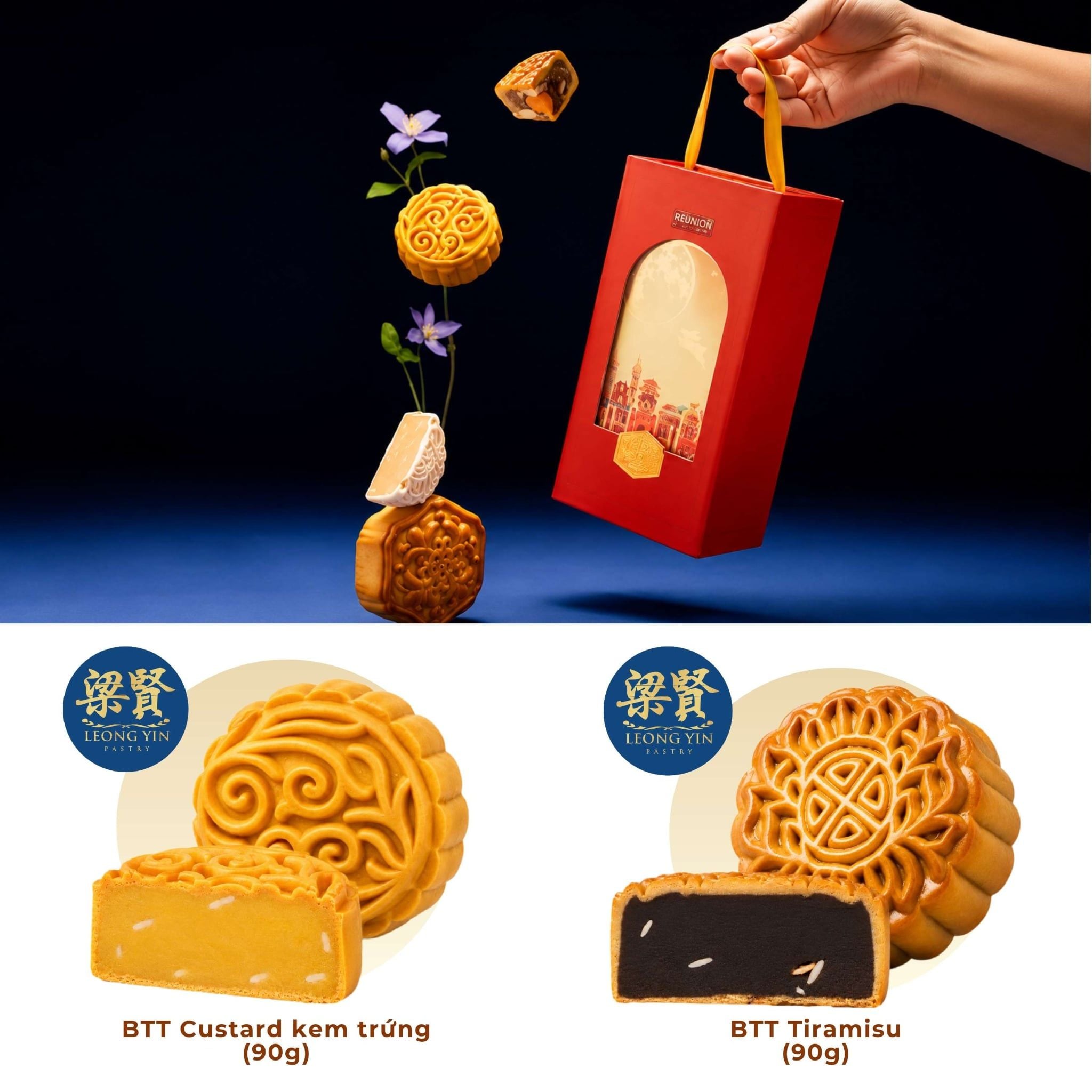  [MUA 1 HỘP TẶNG 2 BÁNH LẺ] Hộp Quà Trung Thu 2 Bánh Nhỏ 