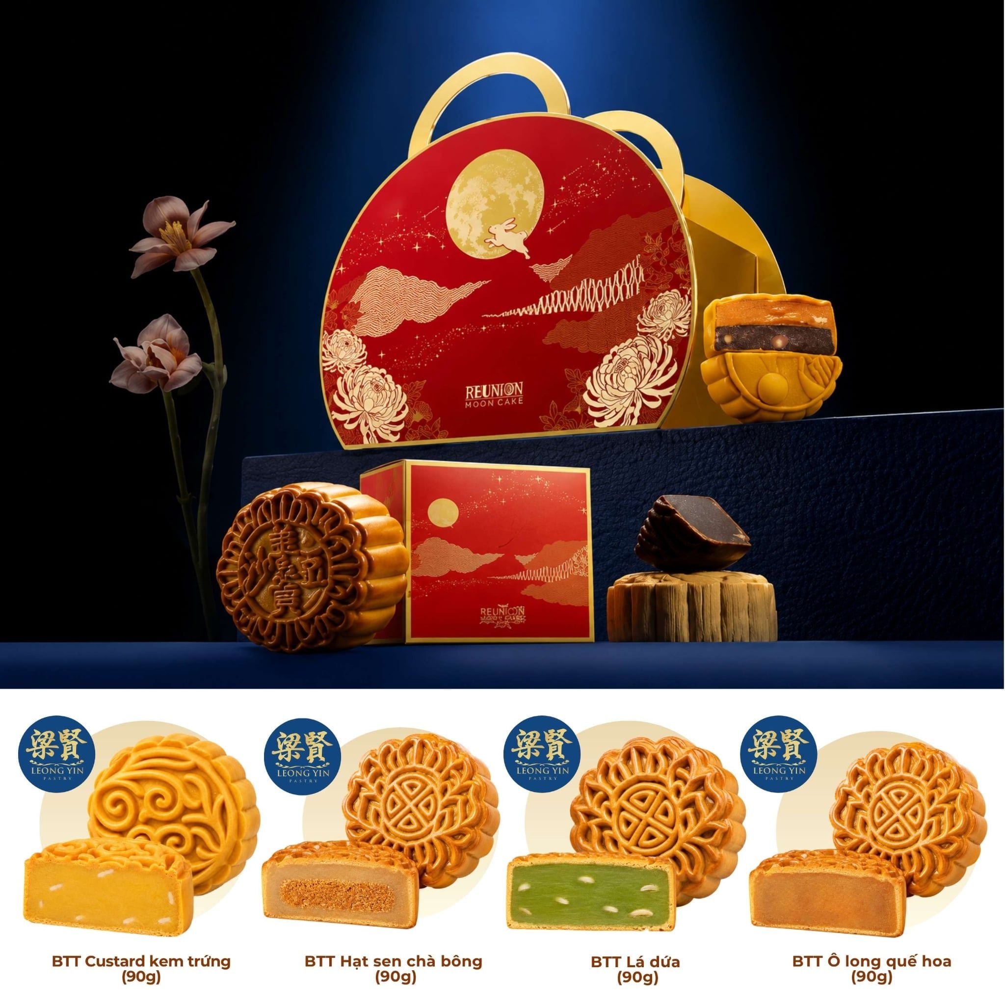  [MUA 1 HỘP TẶNG 4 BÁNH LẺ] Hộp Quà Trung Thu 4 Bánh Nhỏ 4 