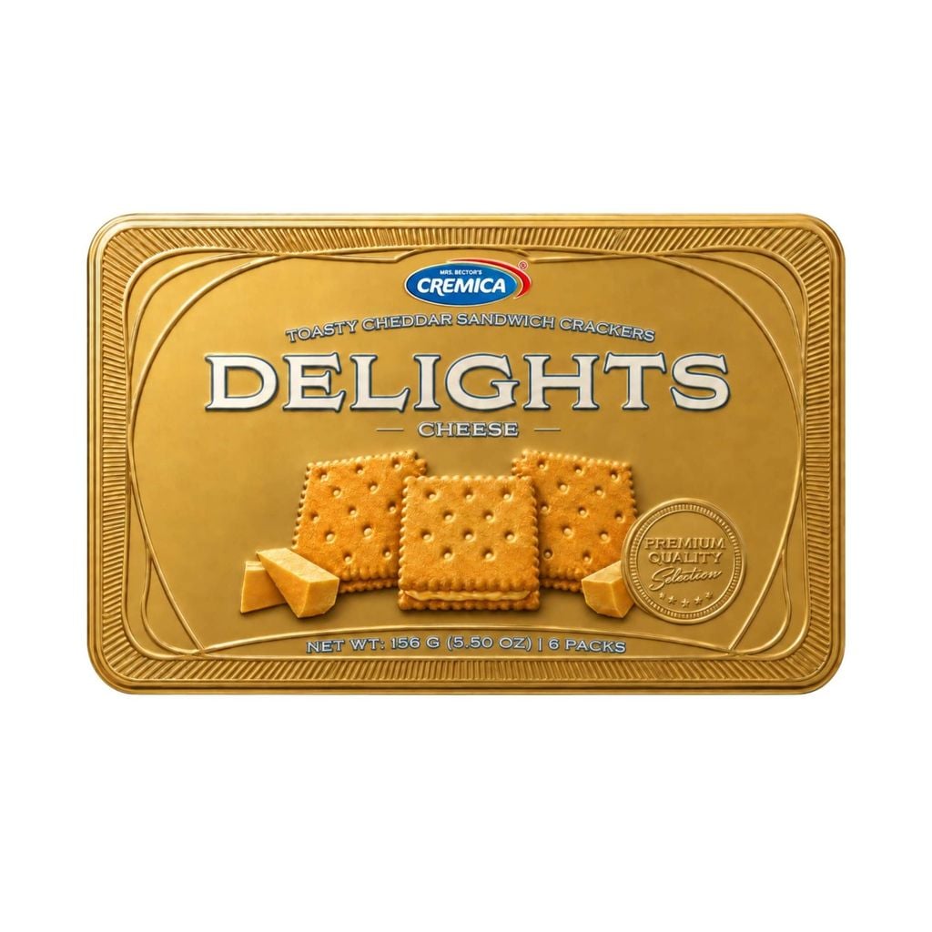  Bánh quy kẹp kem phô mai Cheddar Delights 208 g ( 8 gói x26 g/ hôp thiếc) 