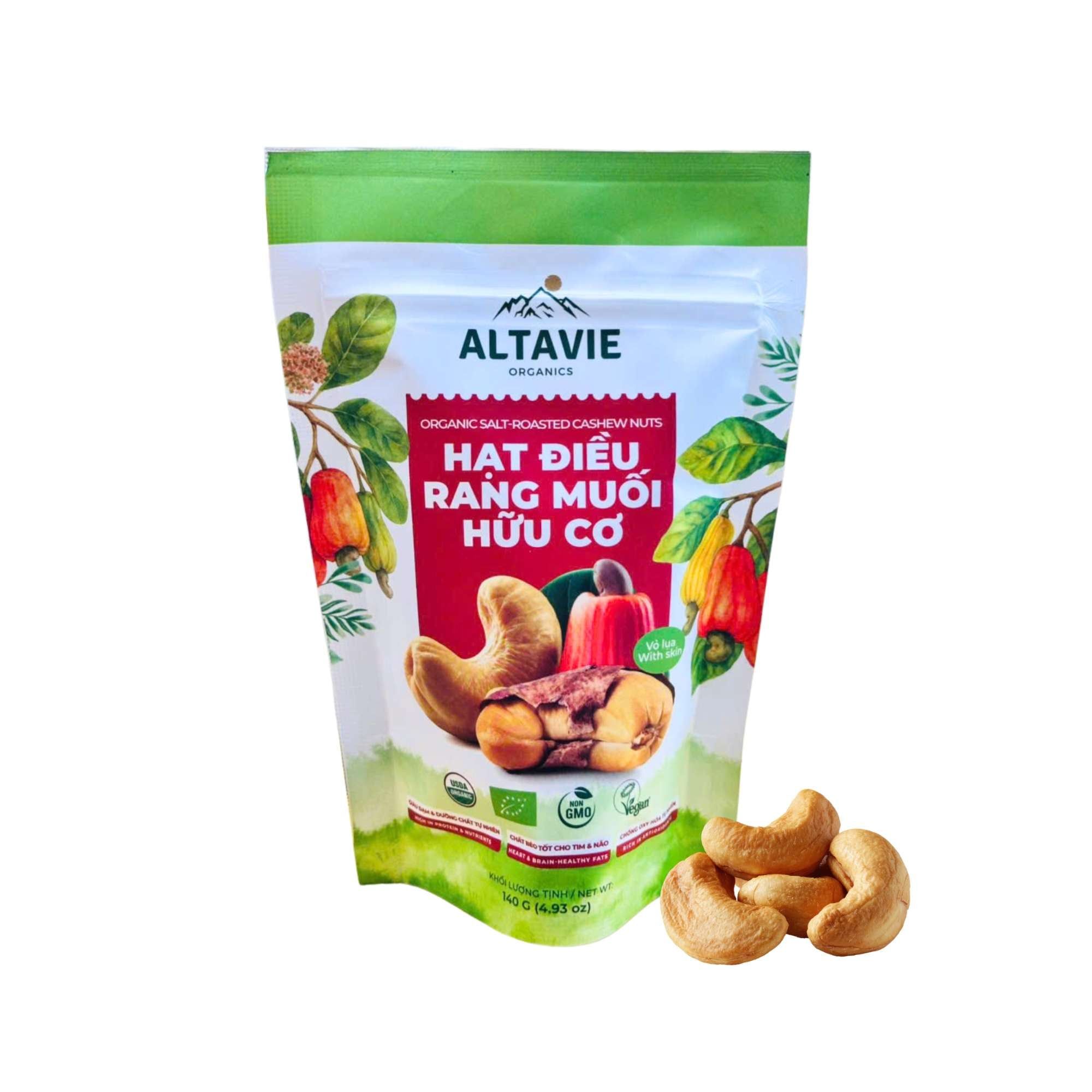  Hạt điều rang muối hữu cơ Altavie 140 g (Túi) 