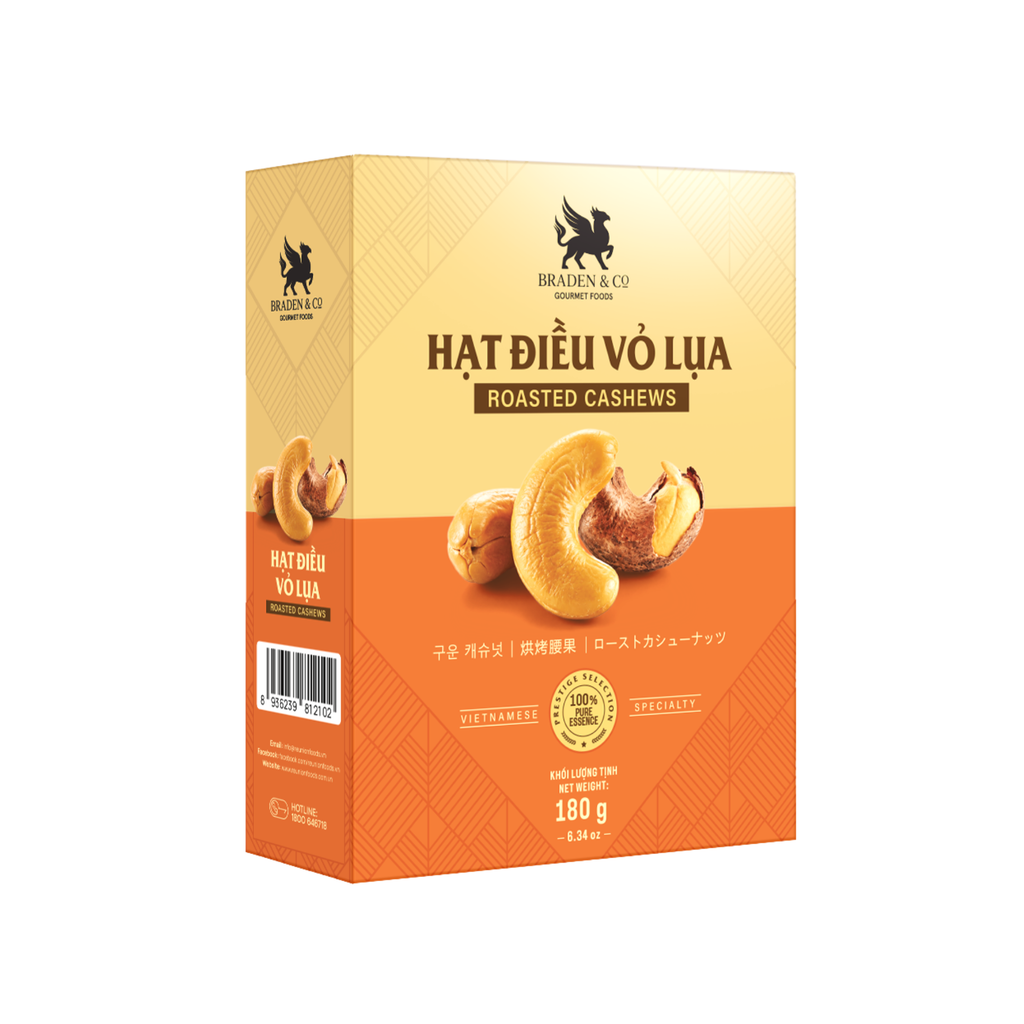  Hạt điều vỏ lụa Braden & Co 180 g ( Hộp giấy ) 