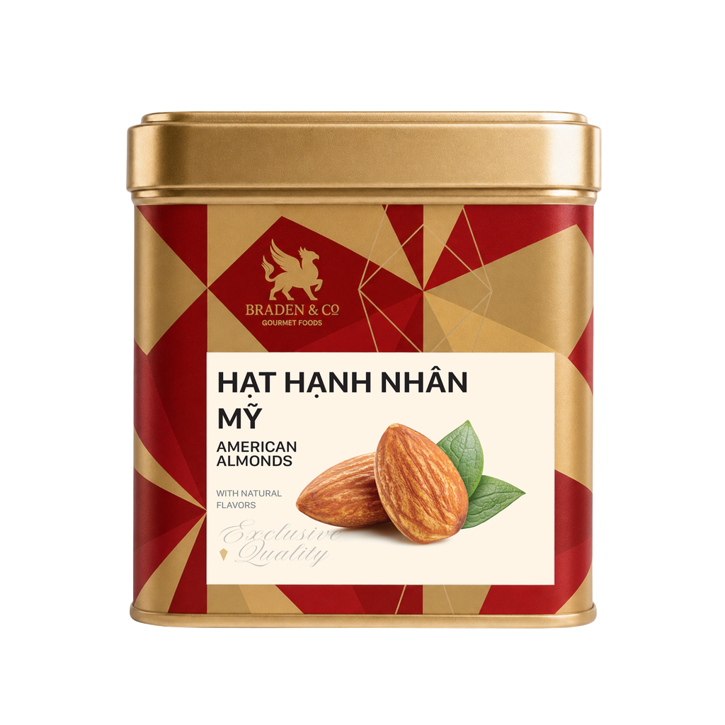  Hạt hạnh nhân Mỹ Braden & Co 100 g ( Hộp thiếc ) 