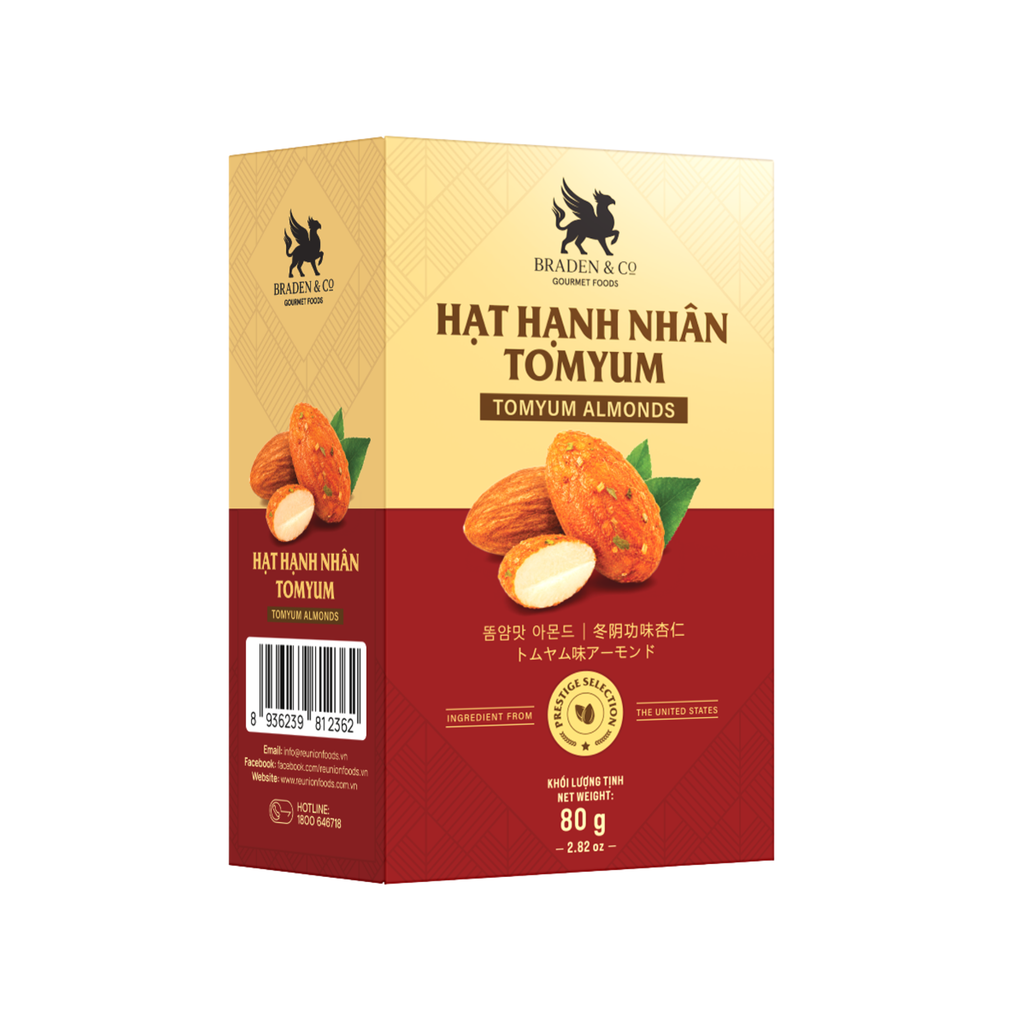  Hạnh nhân tomyum Braden & Co 80 g ( Hộp giấy ) 