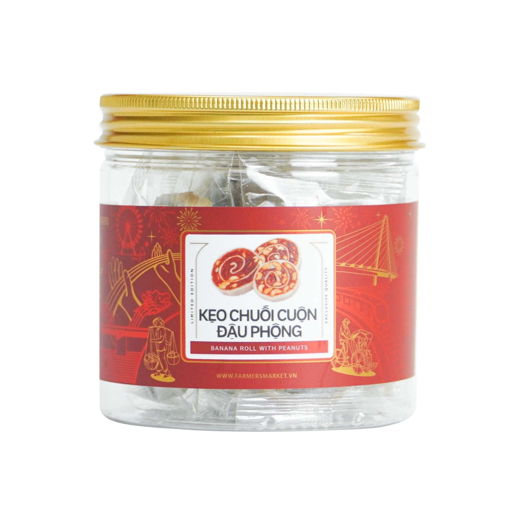  Kẹo chuối cuộn đậu phộng Farmers Fine Foods 90 g ( Hủ nhựa ) 