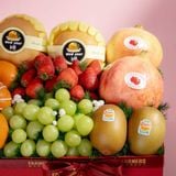  Giỏ Quà Nho Xanh Và Trái Cây Các Loại Tone Đỏ Tinh Tế 