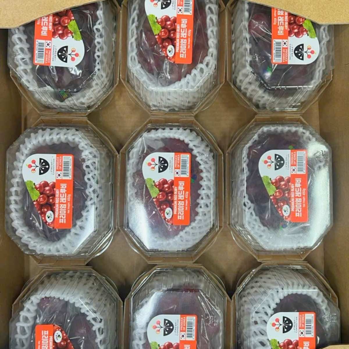  Nho mẫu đơn Red Ruby Premium Hàn Quốc 450G/Hộp 