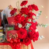  Giỏ Vali Rượu Vang Hữu Cơ - Yến Tươi Và Hoa Tone Đỏ Cao Cấp 