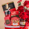 Giỏ Quà Rượu Vang Đỏ - Socola Và Hoa Tone Đỏ Thanh Lịch