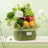  Giỏ Quà Trái Cây Tươi Các Loại Và Hoa Tone Xanh Lá Tinh Tế 