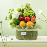  Giỏ Quà Trái Cây Tươi Các Loại Và Hoa Tone Xanh Lá Tinh Tế 