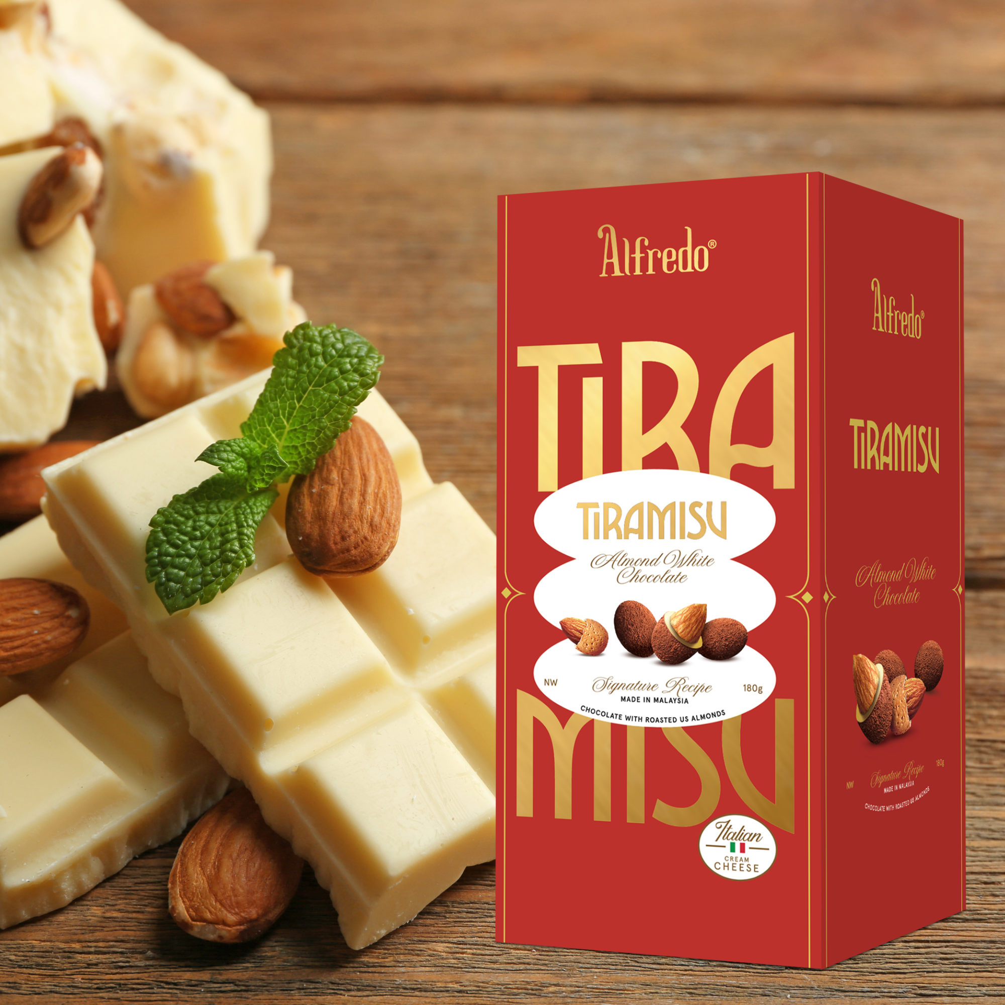  Socola Trắng Hạnh Nhân Tiramisu Cheese 180G (Hộp giấy) – ALFREDO (I0019288) 