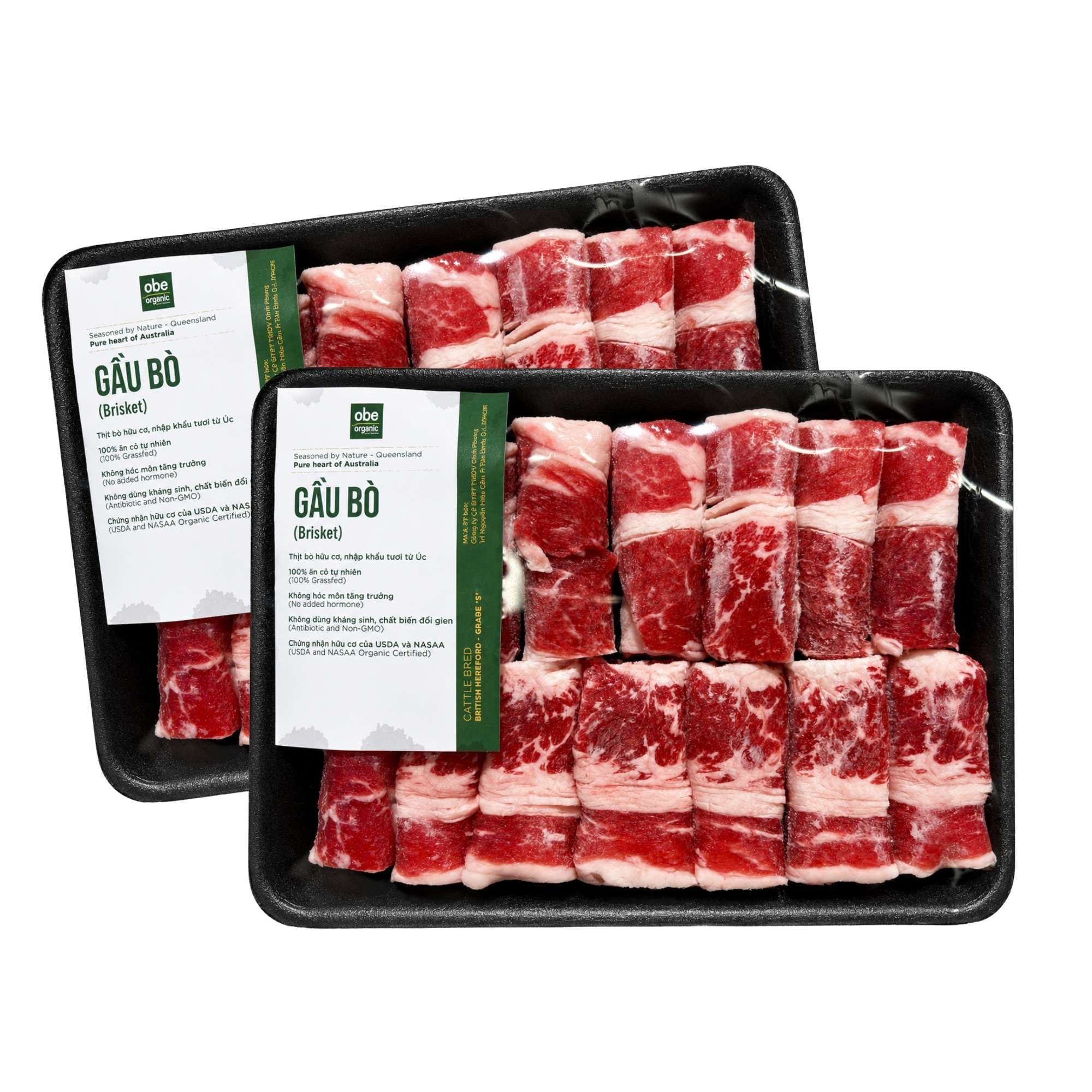  [Tươi] Thịt gầu bò Úc hữu cơ Obe (200G/Khay) 