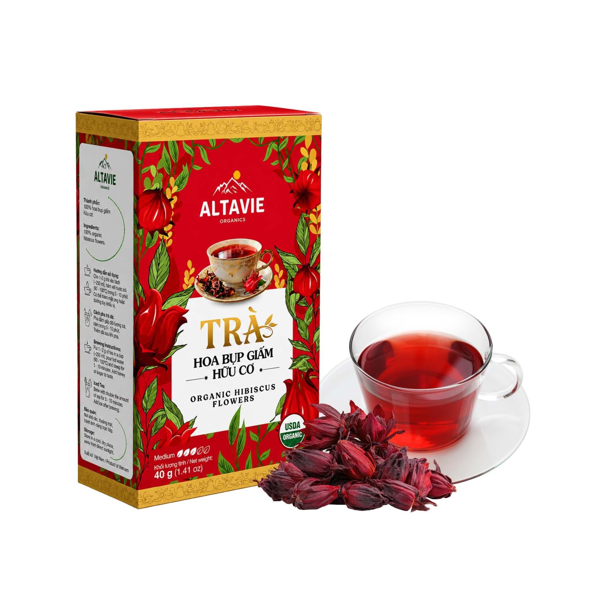  Trà hoa bụp giấm khô hữu cơ Altavie 40 g (Hộp) 