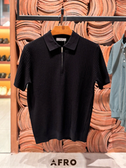 Polo kéo khoá 59% rayon (3 màu) - 11417 - Black