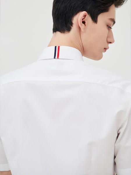 Sơmi St.Dupont Cộc Tay Kẻ Grosgrain (2 màu) - 11684 - White