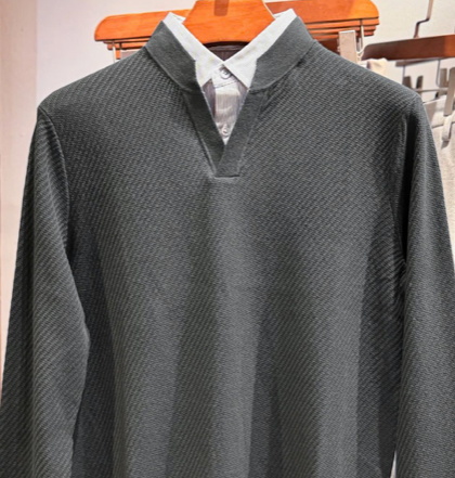 Áo len cổ mock phối cổ sơmi NEF3EV1621 (2 màu)