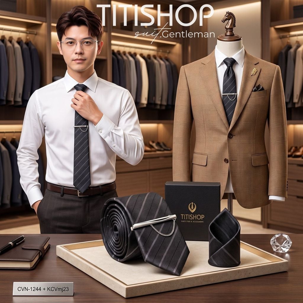 Bộ 3 Món Cavat + Khăn Cài & Kẹp Cavat TITISHOP - 002