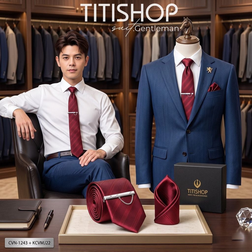 Bộ 3 Món Cavat + Khăn Cài & Kẹp Cavat TITISHOP - 003