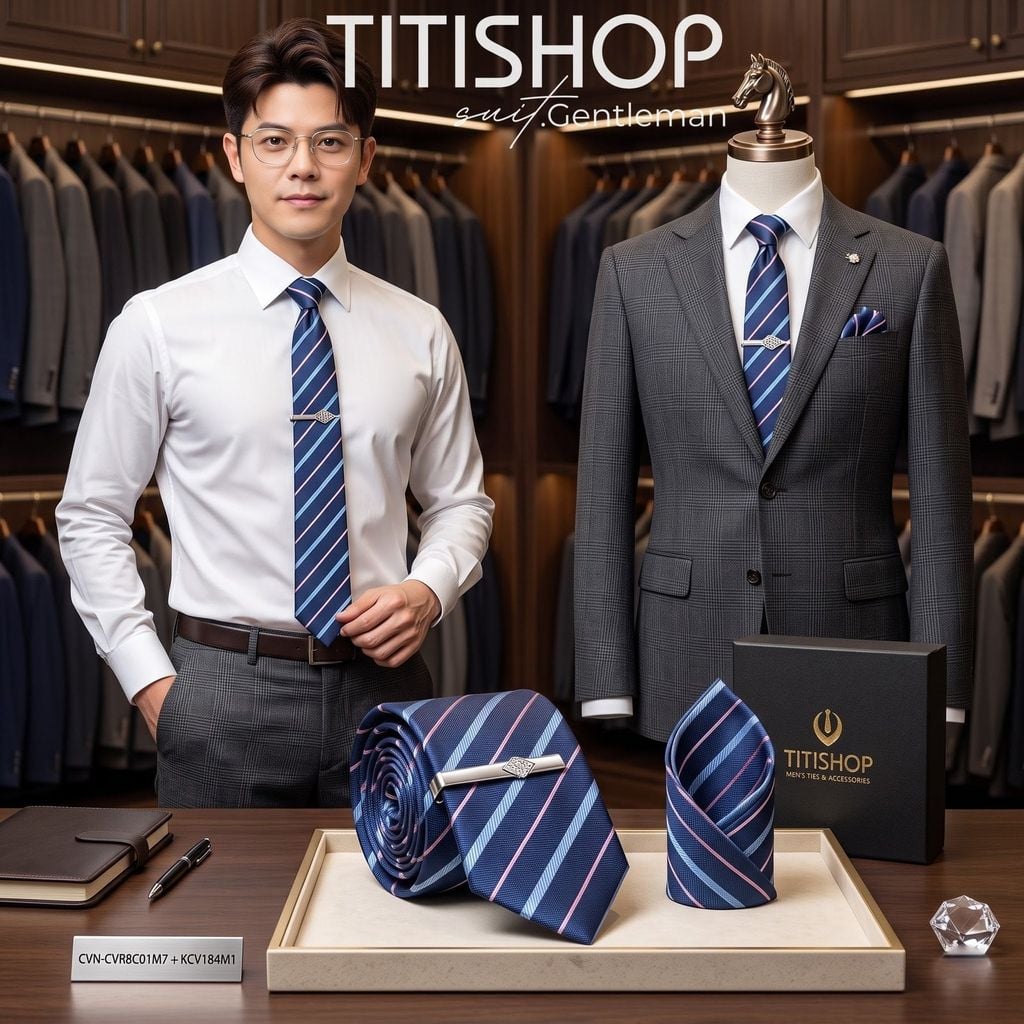 Bộ 3 Món Cavat + Khăn Cài & Kẹp Cavat TITISHOP - 016