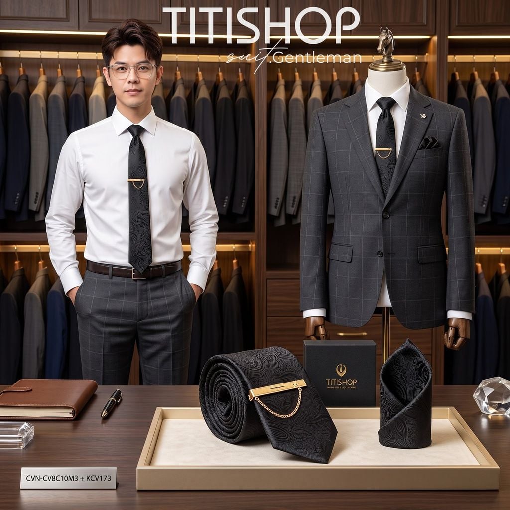 Bộ 3 Món Cavat + Khăn Cài & Kẹp Cavat TITISHOP - 026