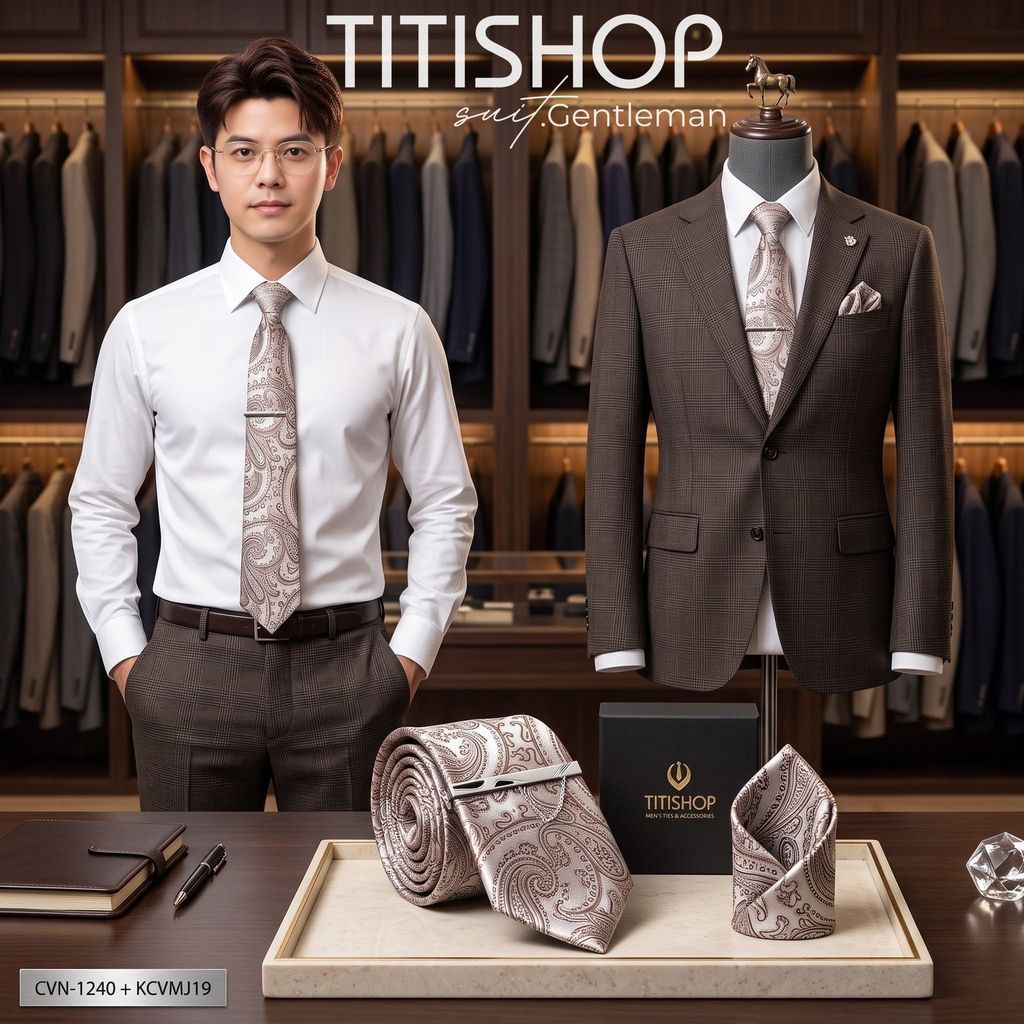 Bộ 3 Món Cavat + Khăn Cài & Kẹp Cavat TITISHOP - 038