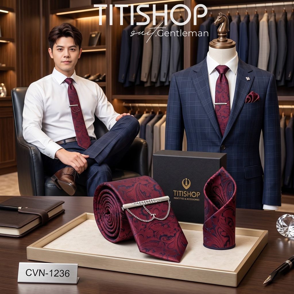 Bộ 3 Món Cavat + Khăn Cài & Kẹp Cavat TITISHOP - 043