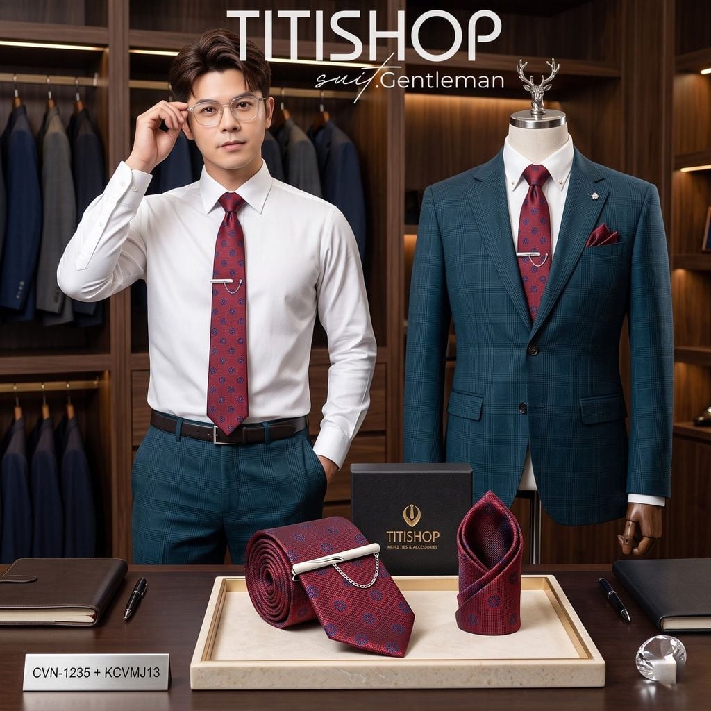 Bộ 3 Món Cavat + Khăn Cài & Kẹp Cavat TITISHOP - 044