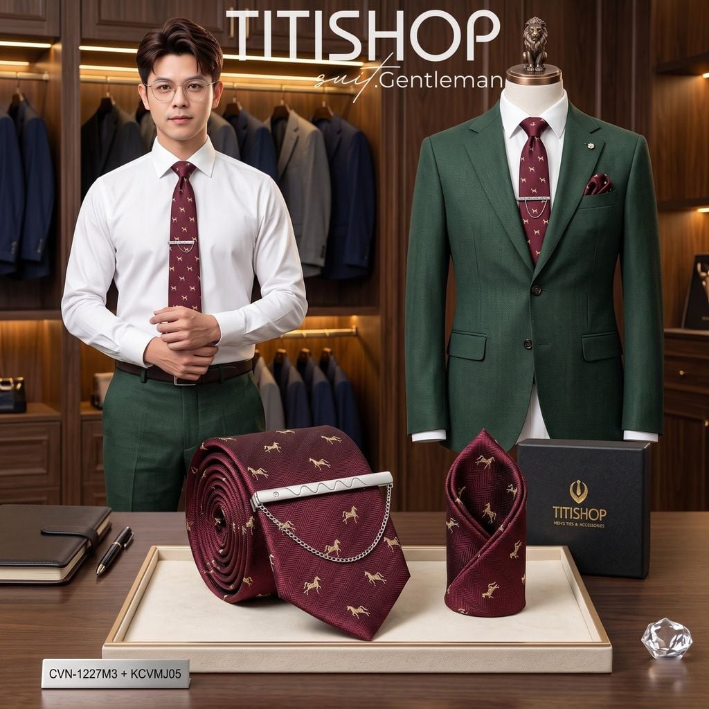 Bộ 3 Món Cavat + Khăn Cài & Kẹp Cavat TITISHOP - 052
