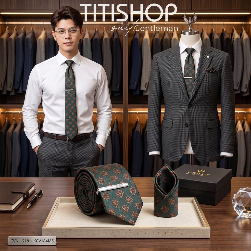 Bộ 3 Món Cavat + Khăn Cài & Kẹp Cavat TITISHOP - 062