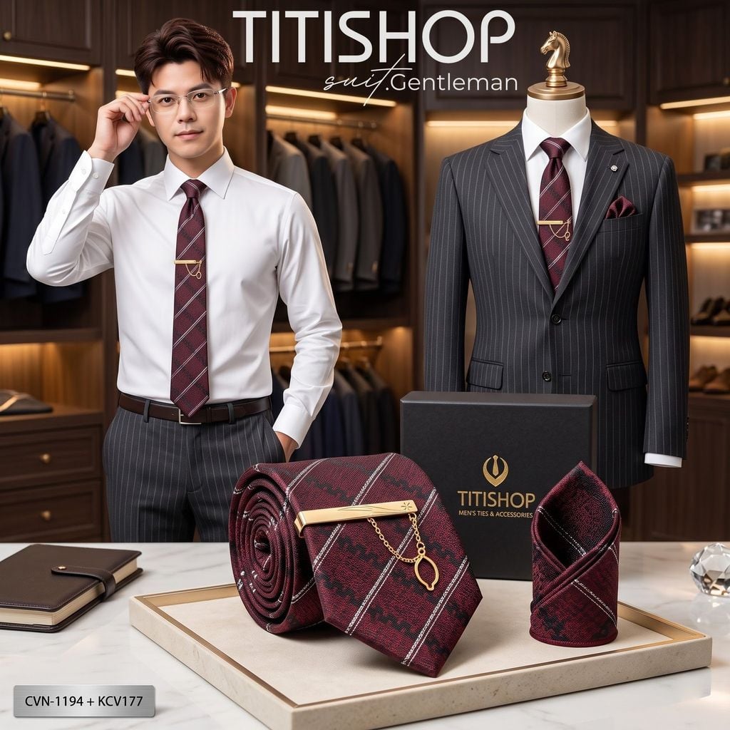 Bộ 3 Món Cavat + Khăn Cài & Kẹp Cavat TITISHOP - 080