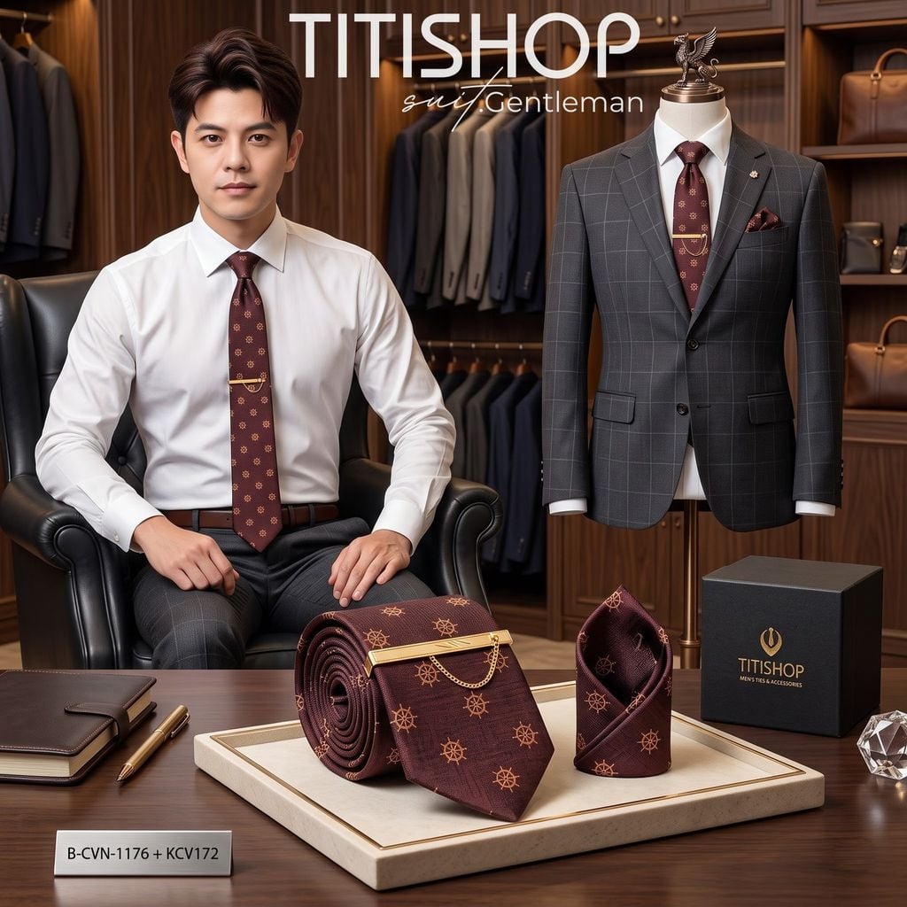 Bộ 3 Món Cavat + Khăn Cài & Kẹp Cavat TITISHOP - 085