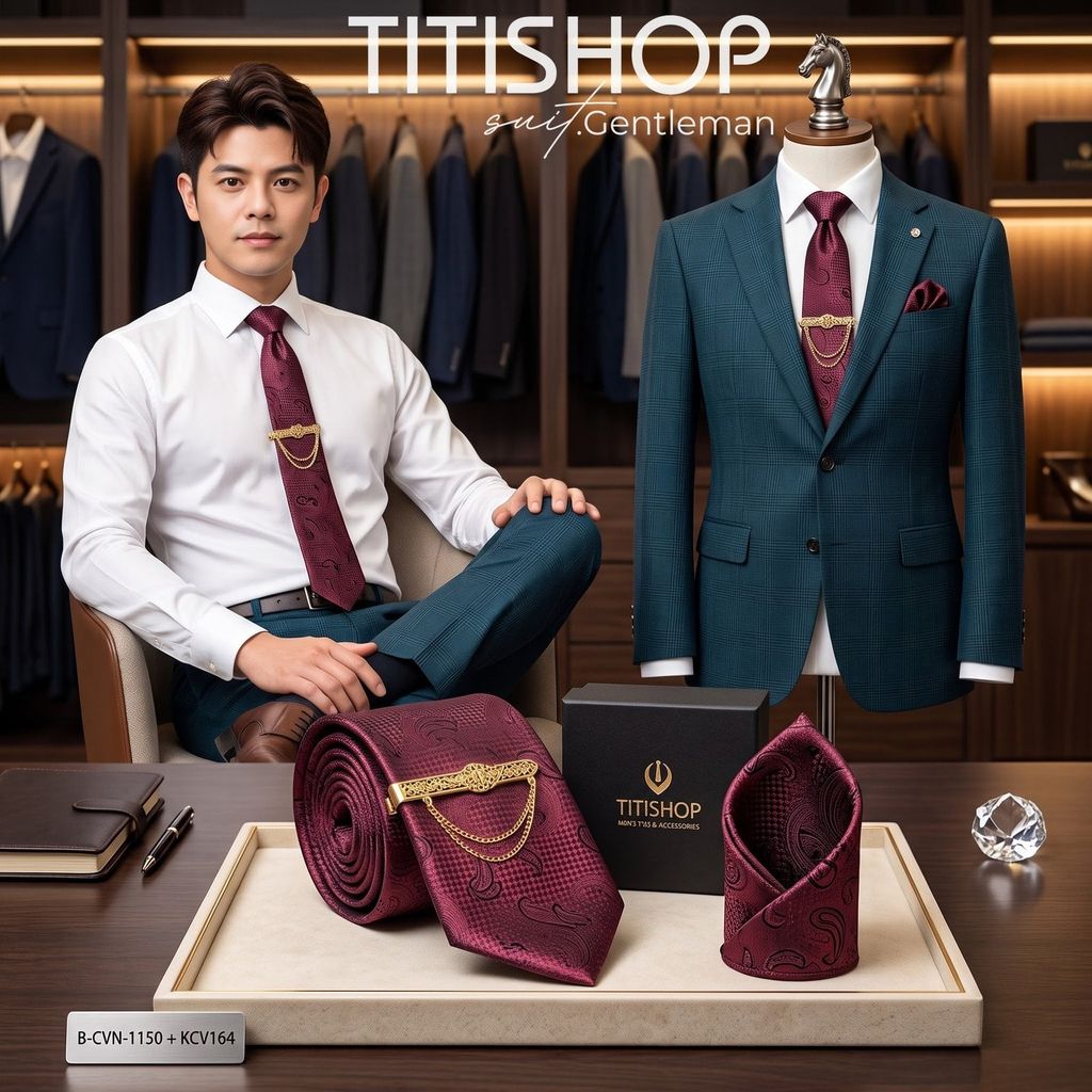 Bộ 3 Món Cavat + Khăn Cài & Kẹp Cavat TITISHOP - 091