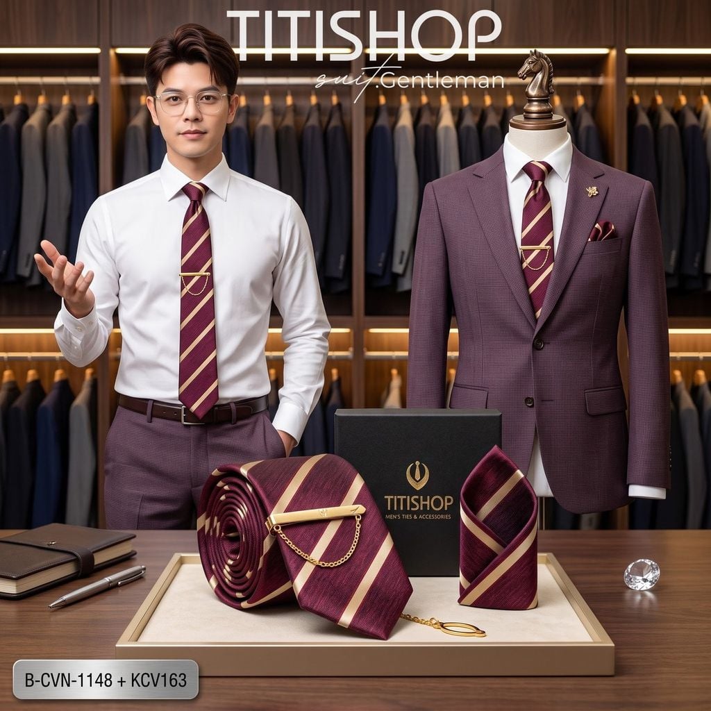 Bộ 3 Món Cavat + Khăn Cài & Kẹp Cavat TITISHOP - 092