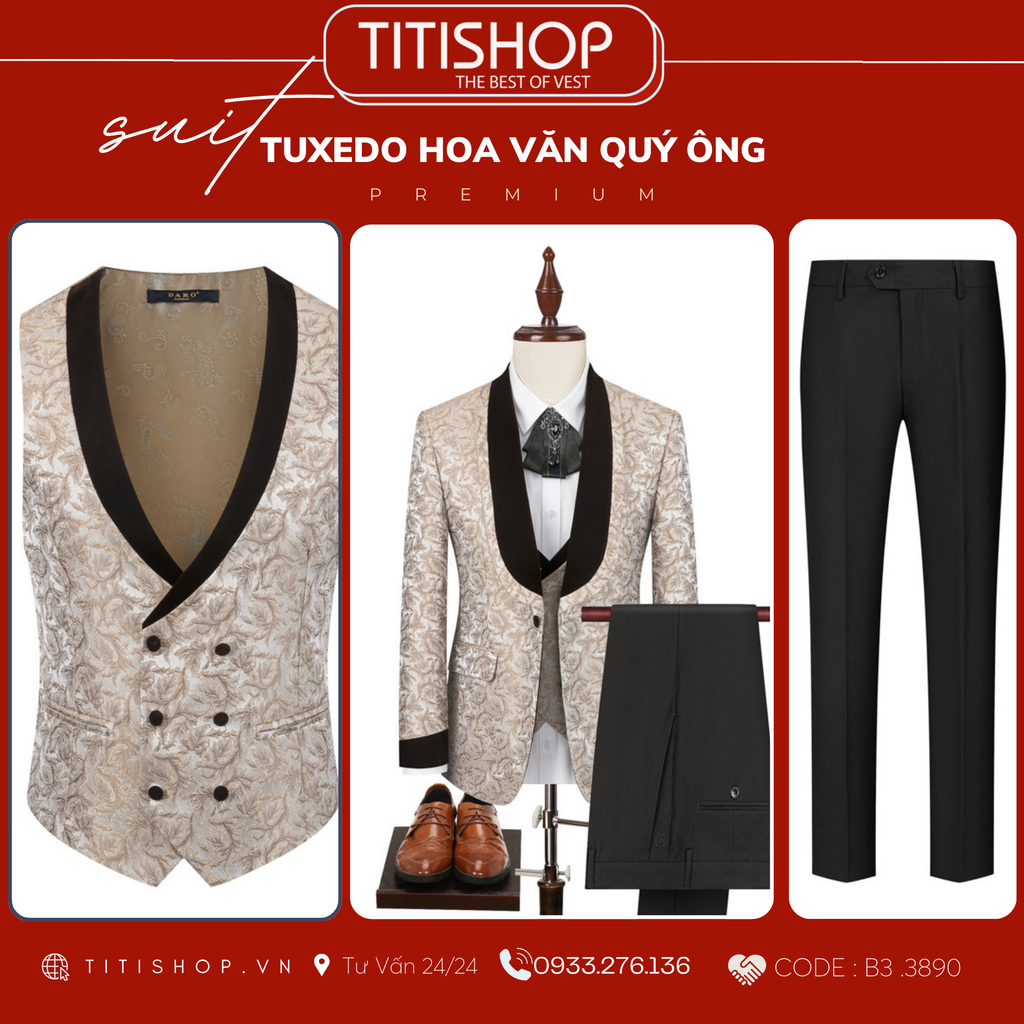 Suit TUXEDO Hoa Văn Quý Ông Luxury