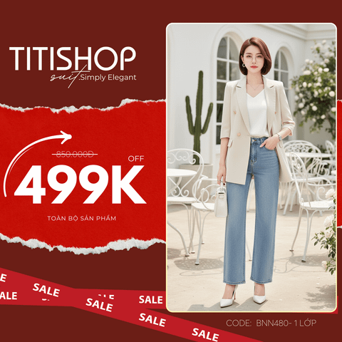 Áo Blazer Nữ Titishop BNN480 Kem 1 Lớp
