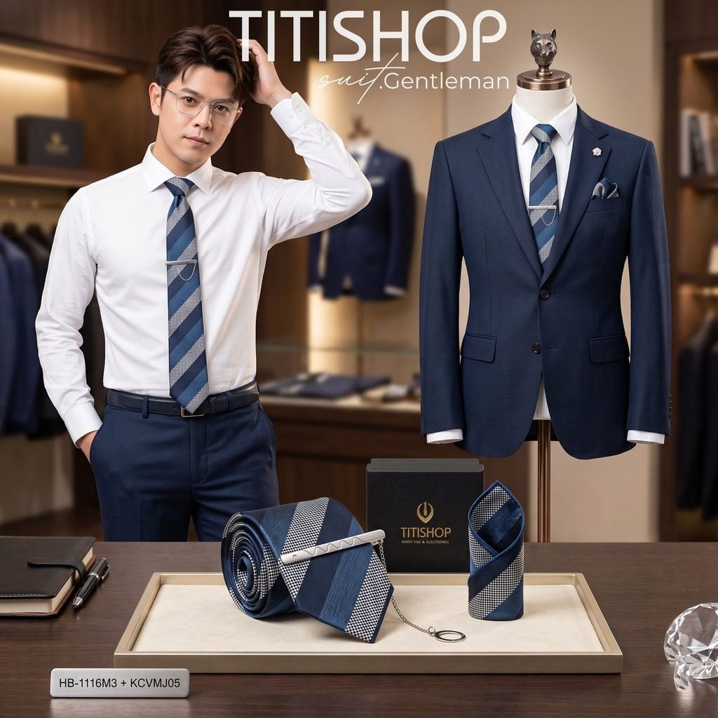 Bộ 3 Món Cavat + Khăn Cài & Kẹp Cavat TITISHOP - 135