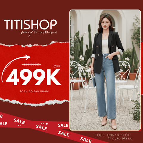 Áo Blazer Nữ Titishop BNN476 Đen 1 Lớp