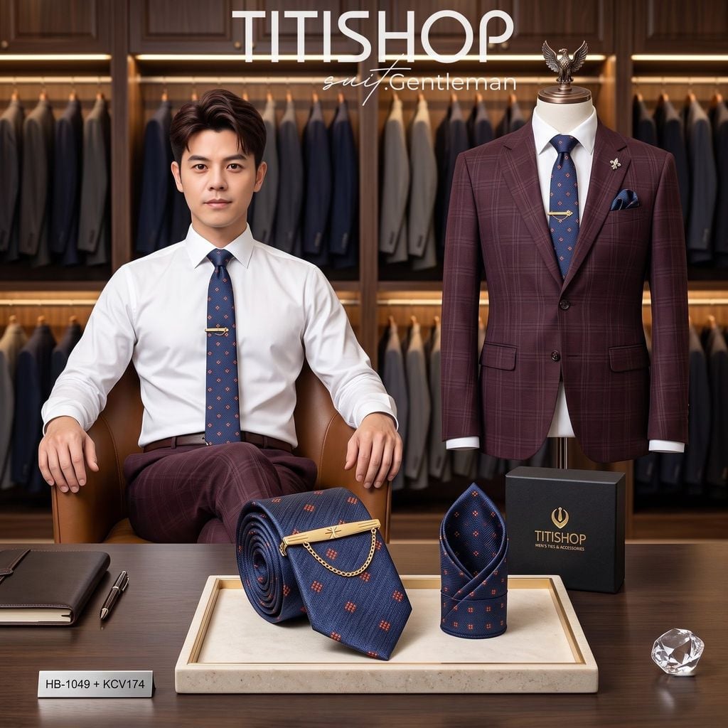 Bộ 3 Món Cavat + Khăn Cài & Kẹp Cavat TITISHOP - 170