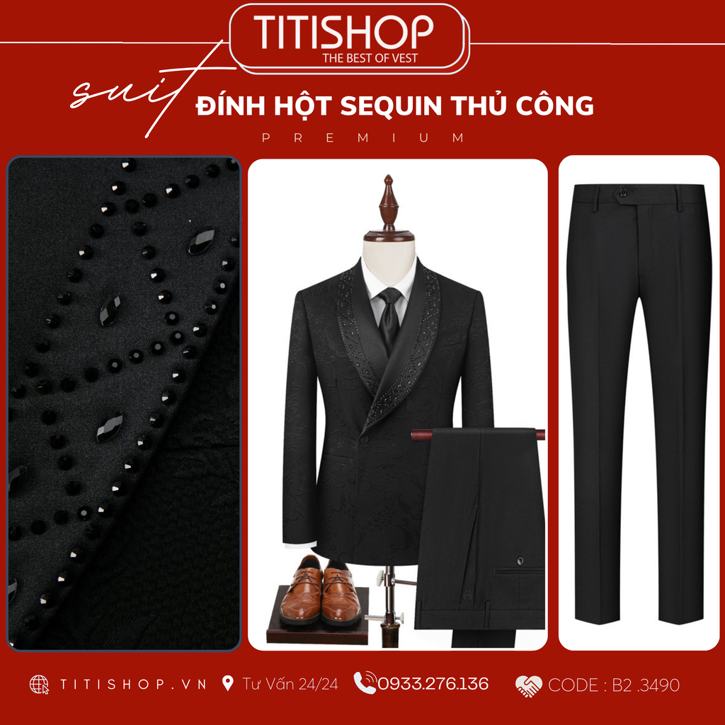Suit TUXEDO Đính Hột Thủ Công Luxury