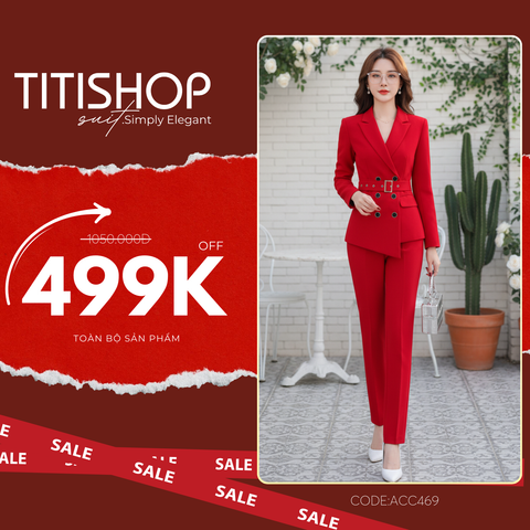Aó vest Nữ BlazerTitishop ACC469 Đỏ ( Luxury )