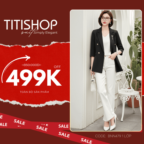 Áo Blazer Nữ Titishop BNN479 Đen 1 Lớp