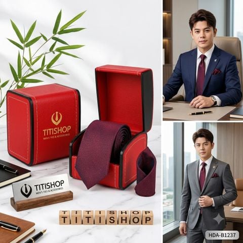 Bộ 2 Món Hộp Da & Cavat + Khăn Cài TITISHOP ( Tặng Sang ) - 073