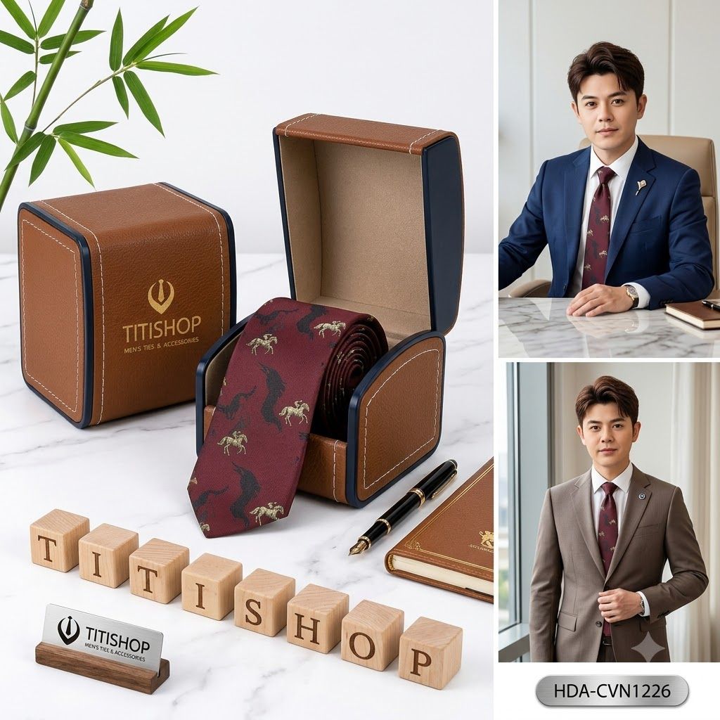Bộ 2 Món Hộp Da & Cavat TITISHOP ( Tặng Sang ) - 014
