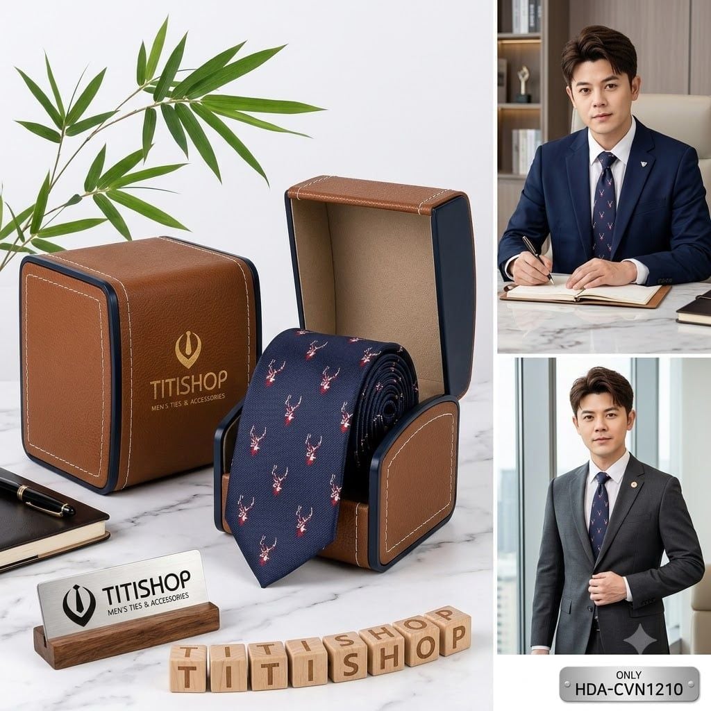 Bộ 2 Món Hộp Da & Cavat TITISHOP ( Tặng Sang ) - 015