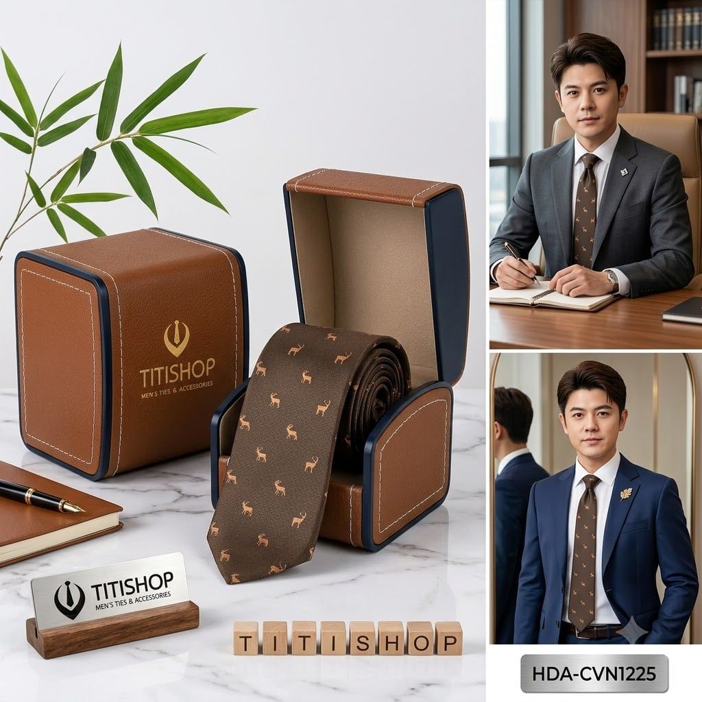 Bộ 2 Món Hộp Da & Cavat TITISHOP ( Tặng Sang ) - 027