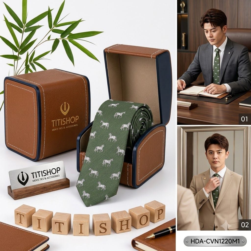 Bộ 2 Món Hộp Da & Cavat TITISHOP ( Tặng Sang ) - 031