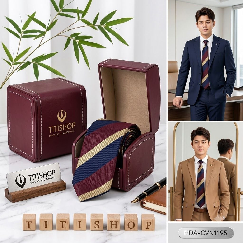 Bộ 2 Món Hộp Da & Cavat TITISHOP ( Tặng Sang ) - 037