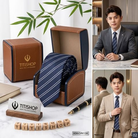 Bộ 2 Món Hộp Da & Cavat TITISHOP ( Tặng Sang ) - 060