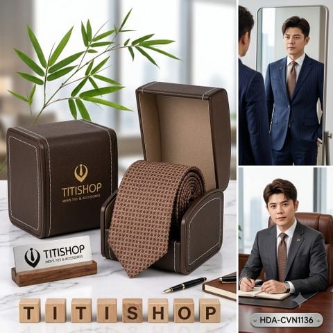 Bộ 2 Món Hộp Da & Cavat TITISHOP ( Tặng Sang ) - 061